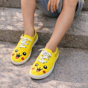 Faded Glory Kids Shoes, Size 4, Hand-Painted Yellow Canvas Sneakers